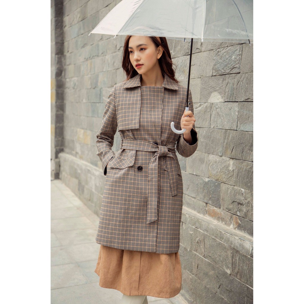 [Mã FAMALLT5 giảm 15% đơn 150k] Áo khoác Trench coat karo vintage 0KH4008 ADORE DRESS | BigBuy360 - bigbuy360.vn