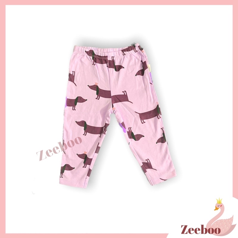 Set Body chip dài tay kèm quần cho bé gái 1 tuổi, Màu hồng xám chó dễ thương, chống hở bụng mùa đông cho bé