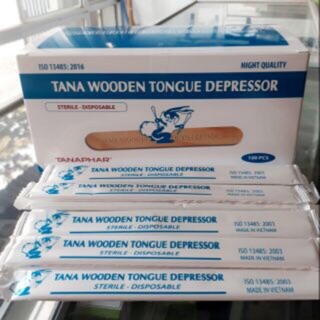 Hộp 100 que đè lưỡi gỗ cây đè lưỡi gỗ tiệt trùng từng chiếc Tân á tanaphar