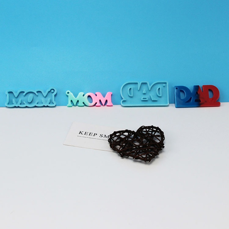 Bộ 2 Khuôn Silicone Làm Mặt Vòng cổ Hình Chữ DAD Và MOM