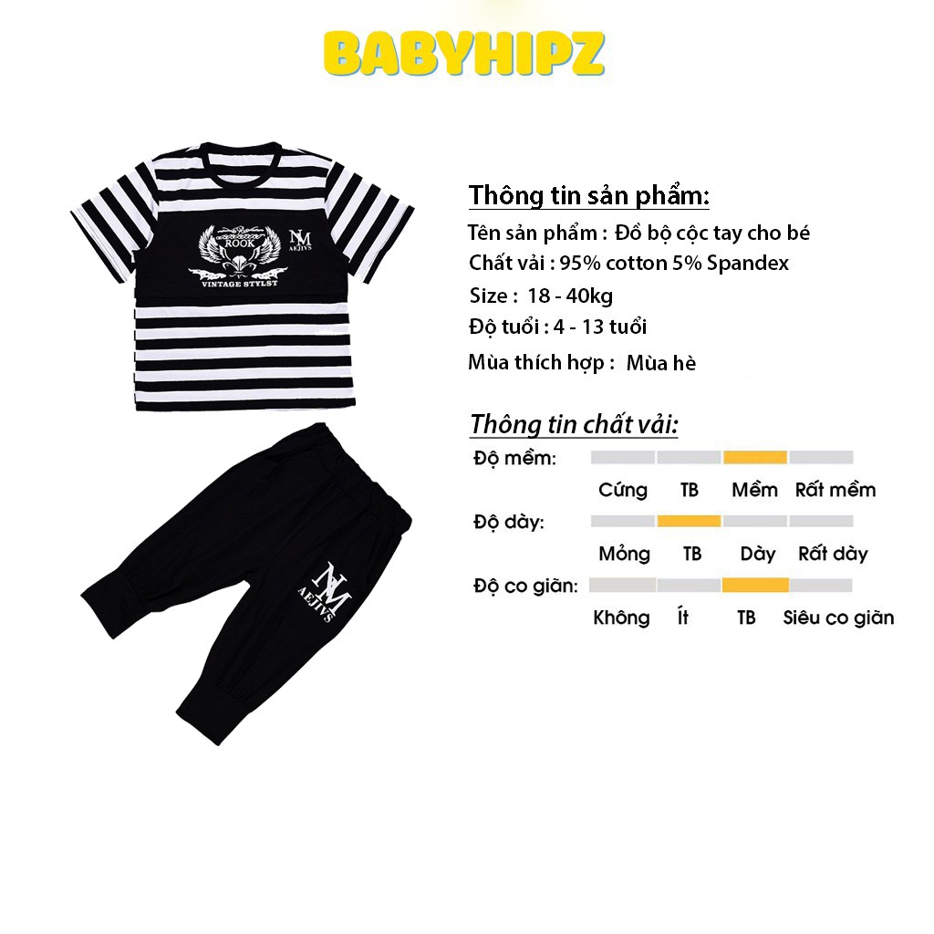 Đồ bộ cho bé trai 🔥 Freeship 🔥 quần áo trẻ em 5 14 tuổi chất cotton co giãn 2 chiều thoáng mát  BABYHIPZ - BBH030