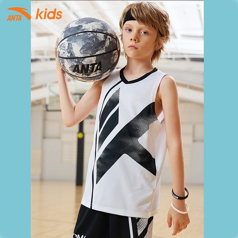 Bộ thể thao bé trai năng động Anta Kids W352131208, kiểu dáng bóng rổ, chất liệu vải tổng hợp thoáng mát