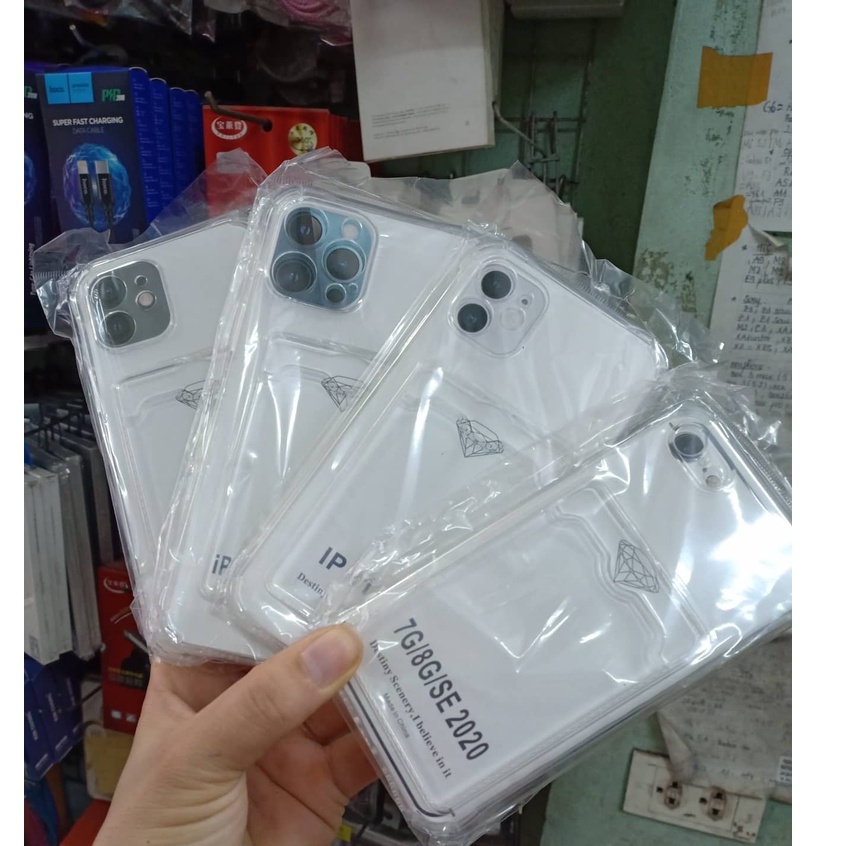 Ôp lưng iphone chống sốc dẻo trong suốt kèm lưng túi ví có ngăn đựng cài thẻ 11 | 12 | 13 Pro max | Xs max | X 8 7 plus