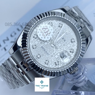 Đồng hồ nam Đồng hồ cơ Rolex Classic mặt 3D bản màu trắng dây thép trắng size 40-36mm