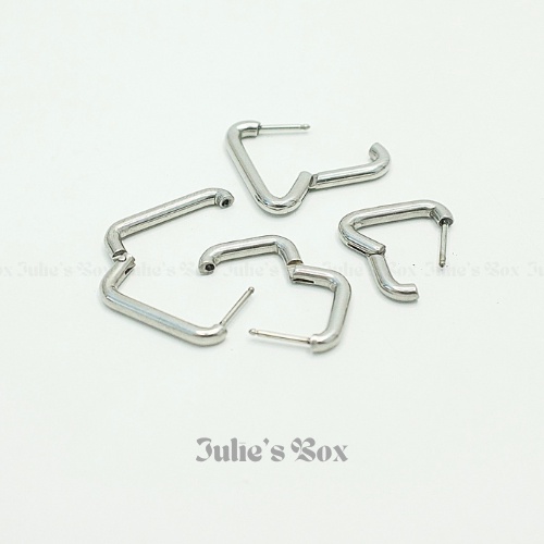 [1 CHIẾC]Khuyên Tai Hoop Hình Màu Bạc Dày 2.5MM Unisex Titanium Julies Box 66 Bông Tai Titan Nam