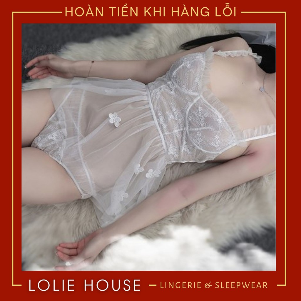 Đầm ngủ sexy cosplay cô dâu công chúa có khăn voan cài đầu - Váy ngủ cosplay cô dâu bằng voan sexy LOLIE HOUSE - CP34 | BigBuy360 - bigbuy360.vn