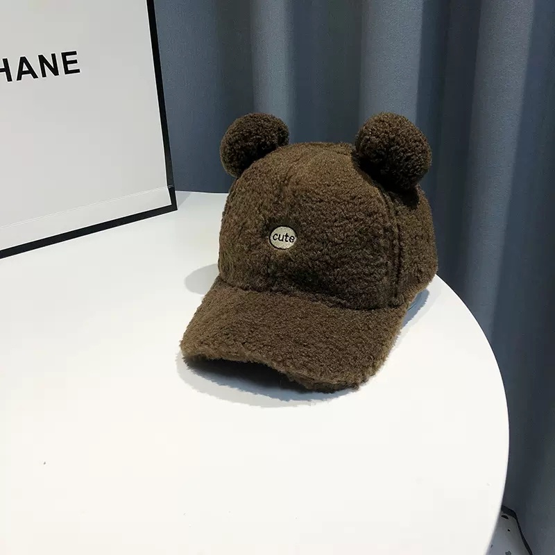 Mũ Lưỡi Trai Vải Len Lông Cừu Đính Tai Thỏ Dễ Thương Thời Trang Thu Đông Cho Nam Và Nữ