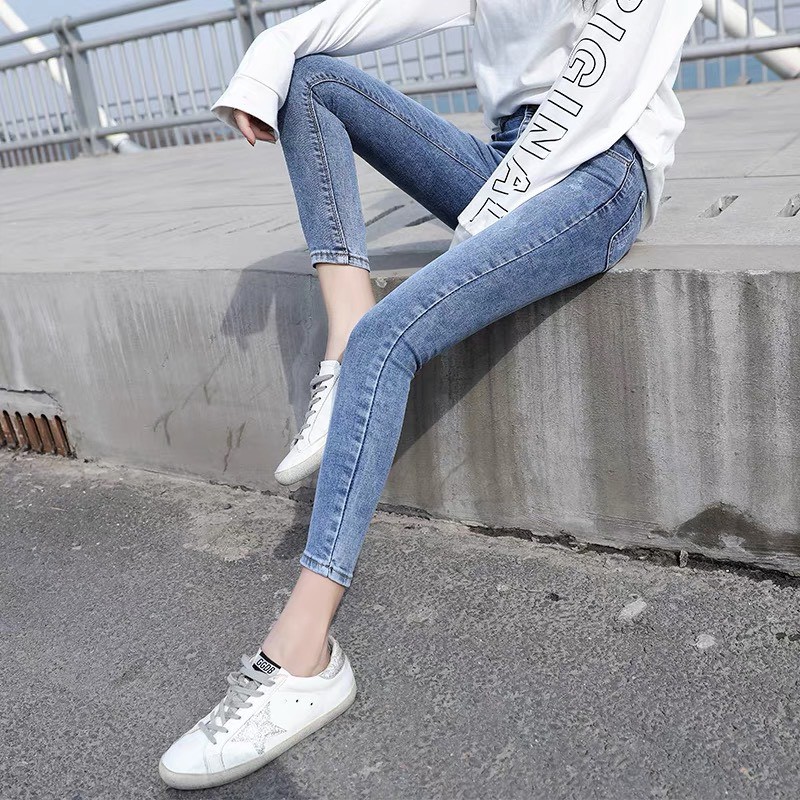 [50kg-90kg] Quần jean nữ Bigsize 9 tấc lưng cao, rách kiểu màu xanh đá đủ size 3858