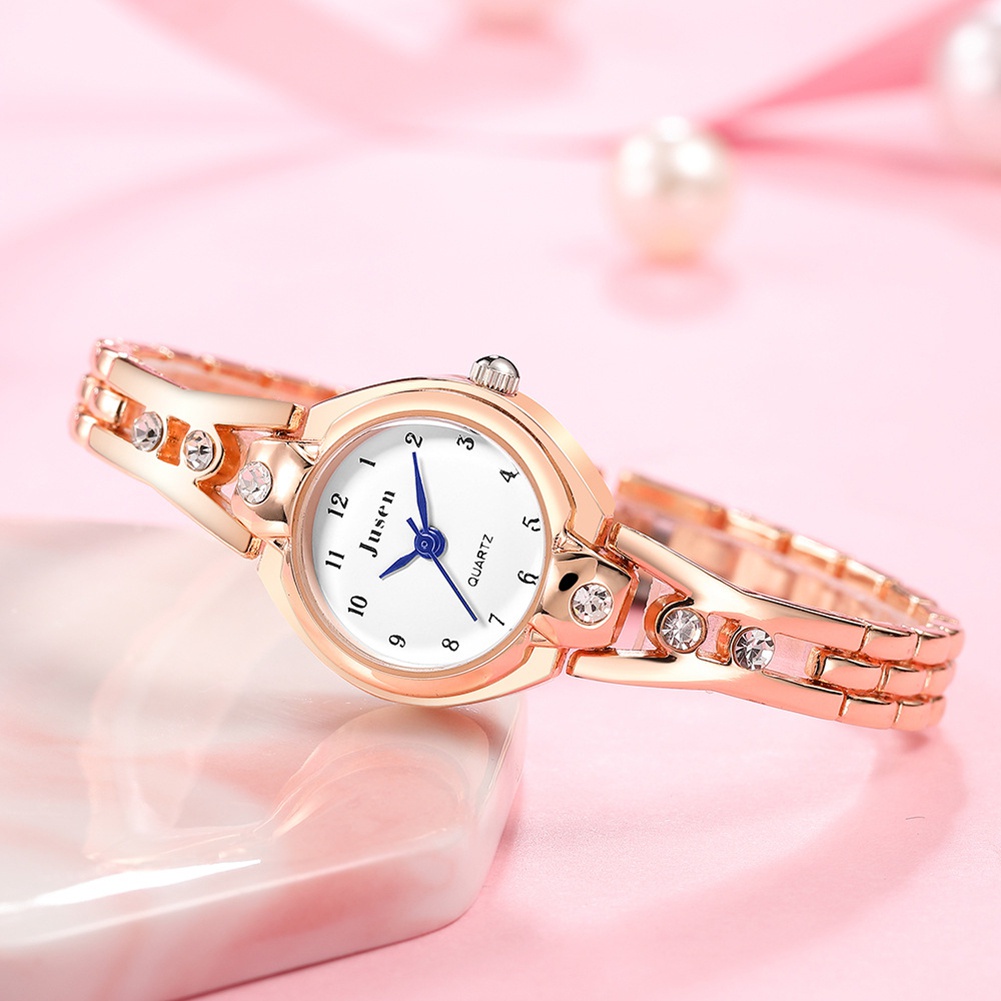 Đồng Hồ Analog Máy Quartz Nữ Mặt Tròn Đính Hột Xoàn