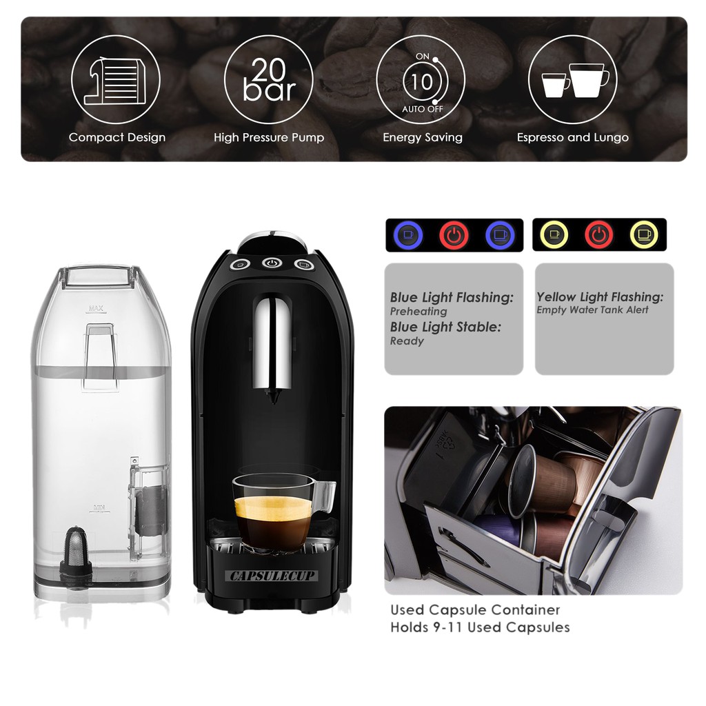 Máy pha cà phê viên nén mini - Coffee Capsule Machine (Đen)