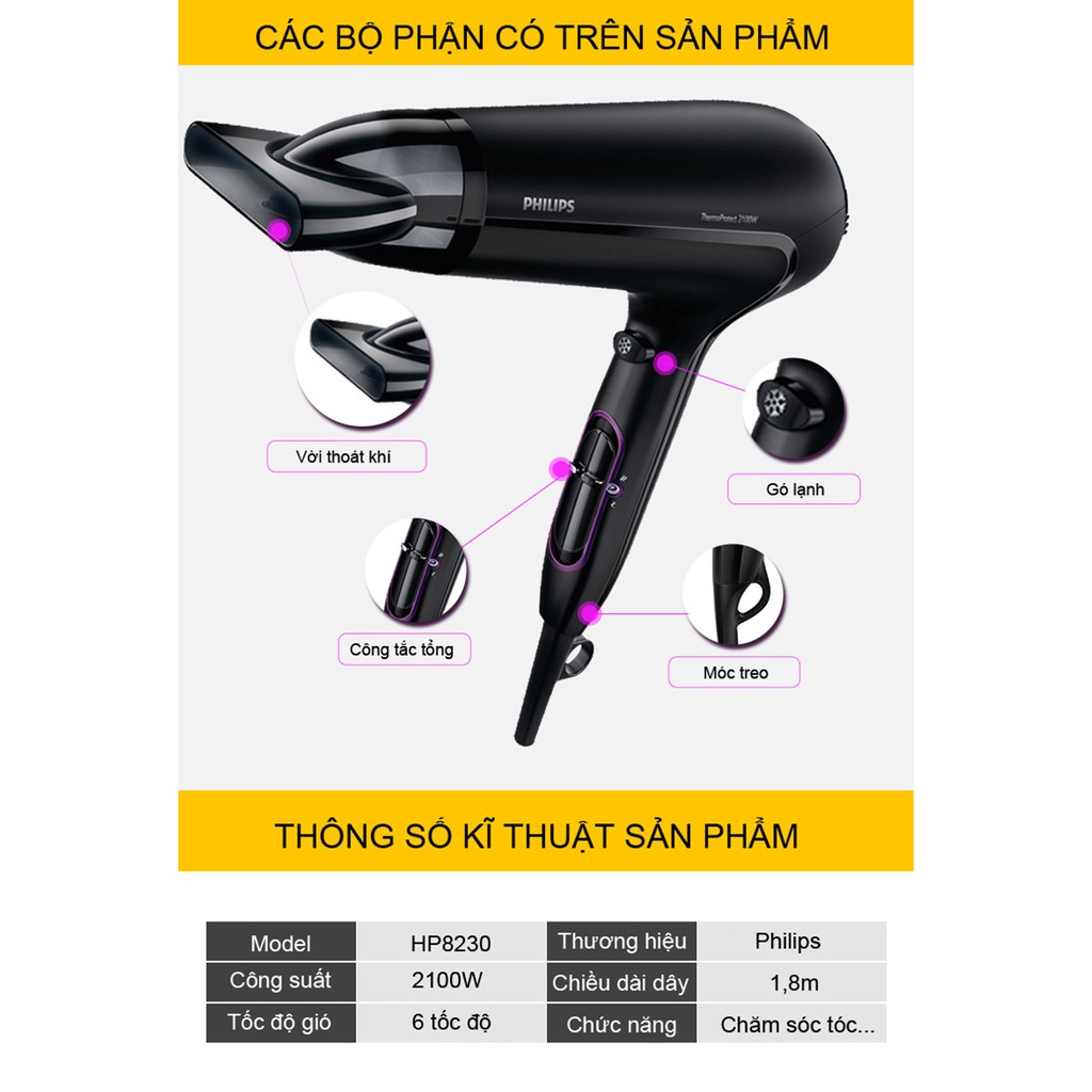 Máy Sấy Tóc Philips HP8230, Công Suất 2100W