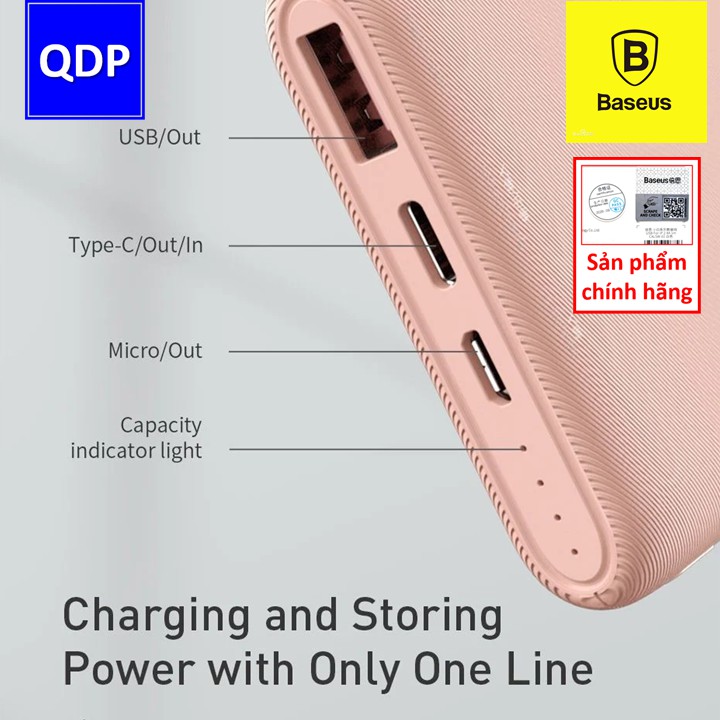 Sạc dự phòng sạc nhanh 18W 10.000mAh Bipow Baseus - tặng kèm dây sạc