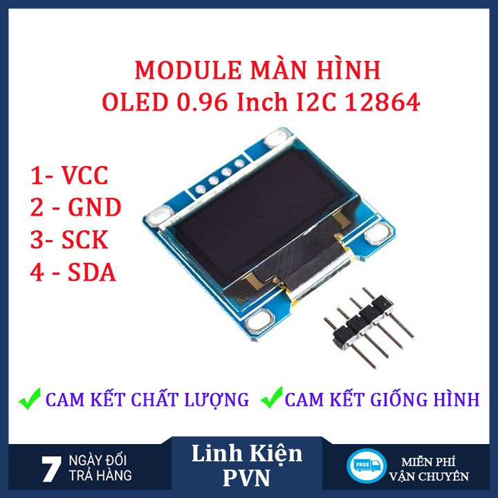 Màn hình hiển thị 128x64 Oled 0.96 Inch giao Tiếp I2C chuyên dụng