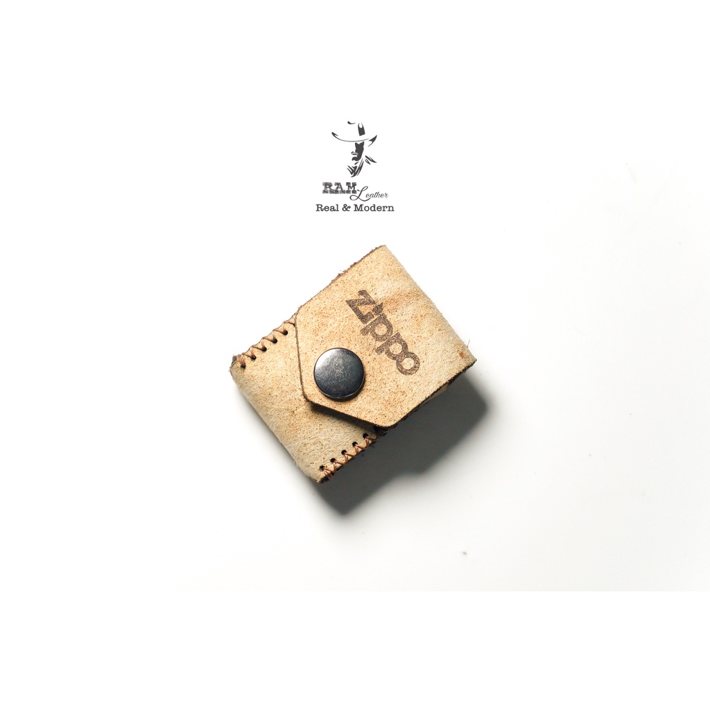 Bao da Zippo Da Bò Lộn Vàng Sáng - Chính Hãng Ram Leather