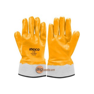 Găng tay Nitri INGCO HGVN01, Size XL, Dùng cho công nhân làm việc trong môi trường dầu, Găng tay phủ đầy lớp Nitri