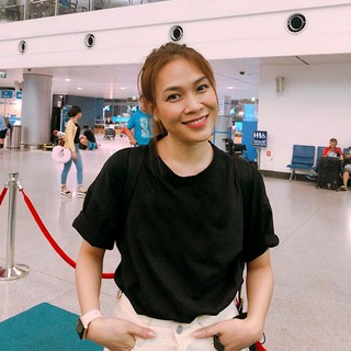 Áo thun trơn cổ tròn nam - nữ màu đen