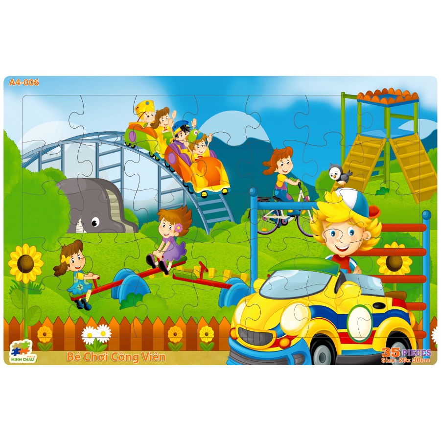 (Combo 4) Combo 06 Tranh Xếp Hình Minh Châu 35 Mảnh A4 – Đồ Chơi Trí Tuệ Cho Bé Từ 2 Tuổi Chủ Đề Tuổi Thơ (size 20x30cm)