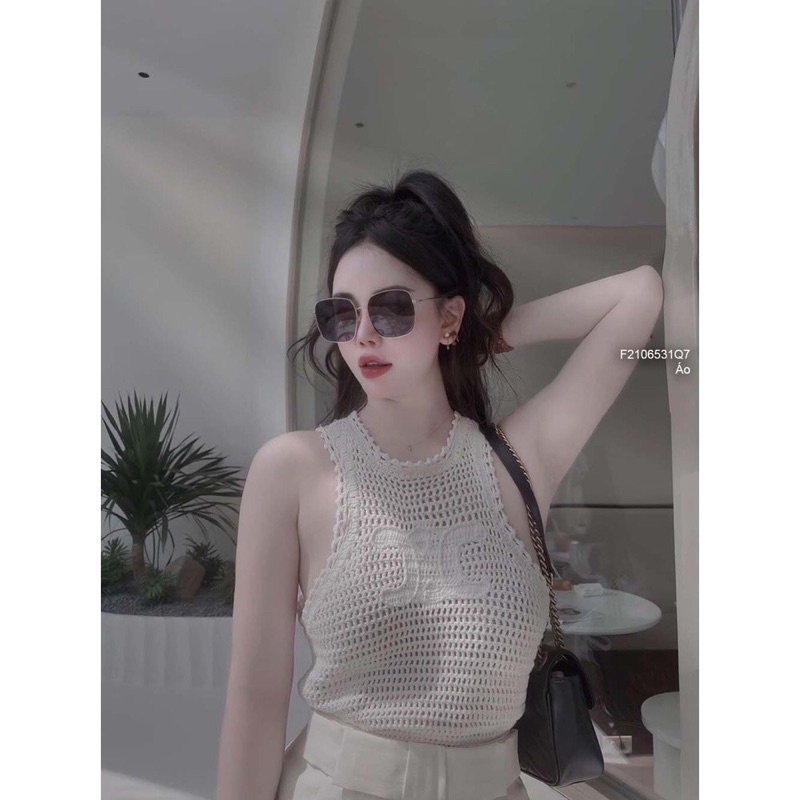 Áo len 3 lỗ C.h.a.nel-Áo len lưới mongtoghi