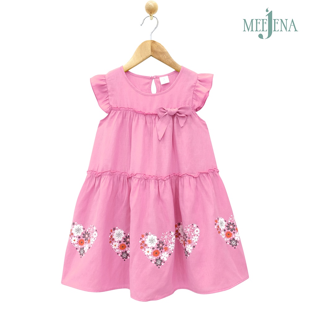 Váy bé gái MEEJENA thắt nơ trước ngực vải đũi từ 14-34 kg - 2012
