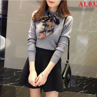 Áo thun gân nơ lụa mịn màng