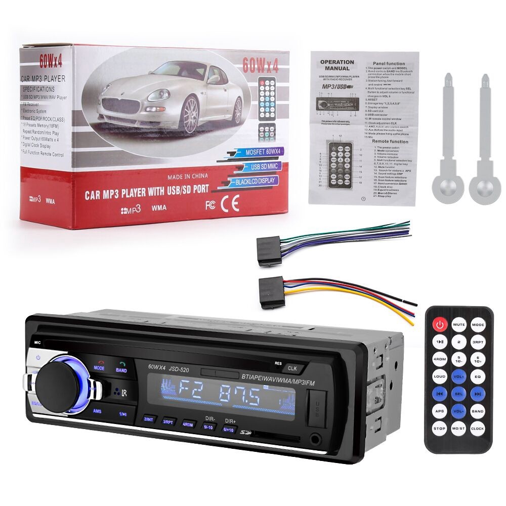 Đầu nghe nhạc MP3 hỗ trợ Bluetooth kiêm Đài FM cho Ô tô JSD-20158