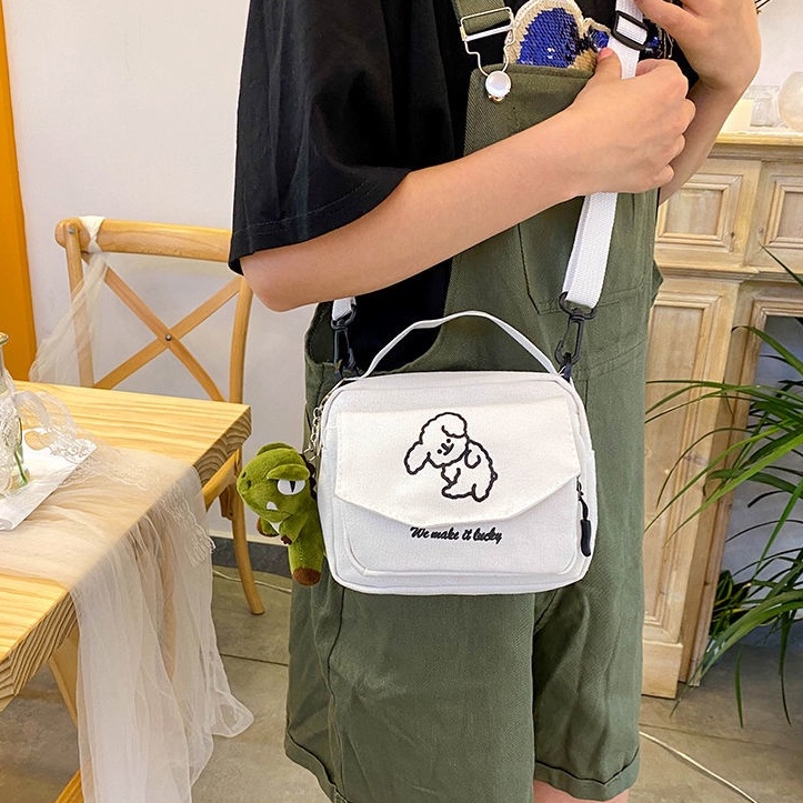 Túi đeo chéo ENVIROSAX vải canvas kiểu vuông nhỏ họa tiết chú chó dễ thương