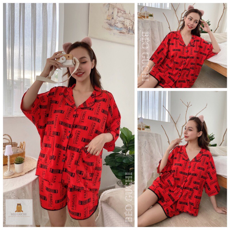 Đùi Cánh Dơi 50-110kg K1CD Béo Guchi Bigsize Pijama Lụa cao cấp -Đồ bộ nữ đồ ngủ mặc nhà