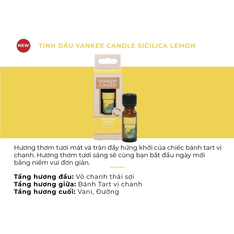 [Mã LIFEM1 giảm 50k đơn 99k] Tinh dầu Yankee Candle - Sicilian Lemon (15ml)
