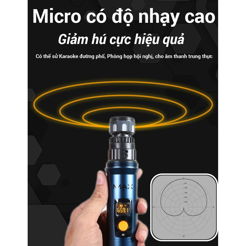 MT MAX Micro không dây đa năng karaoke Max 56 Nâng cấp từ Max 39 Hút âm tốt chốg hú hiệu quả Sạc pin ngay trên mic Led m
