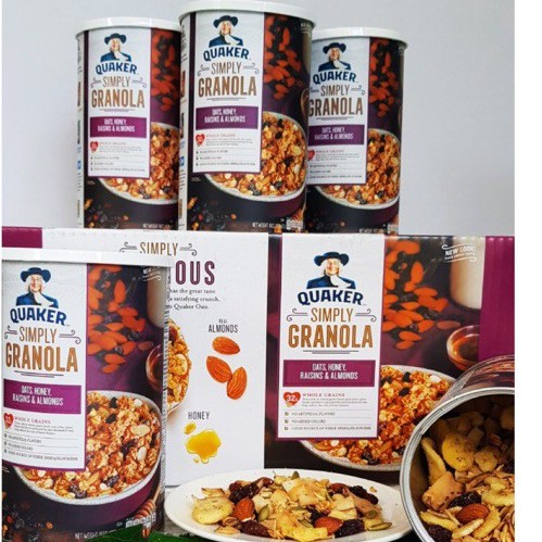 Ngũ Cốc Granola Quaker CHÍNH HÃNG 100% Ăn Kiêng Dinh Dưỡng Buổi Sáng Siêu Ngon 454g