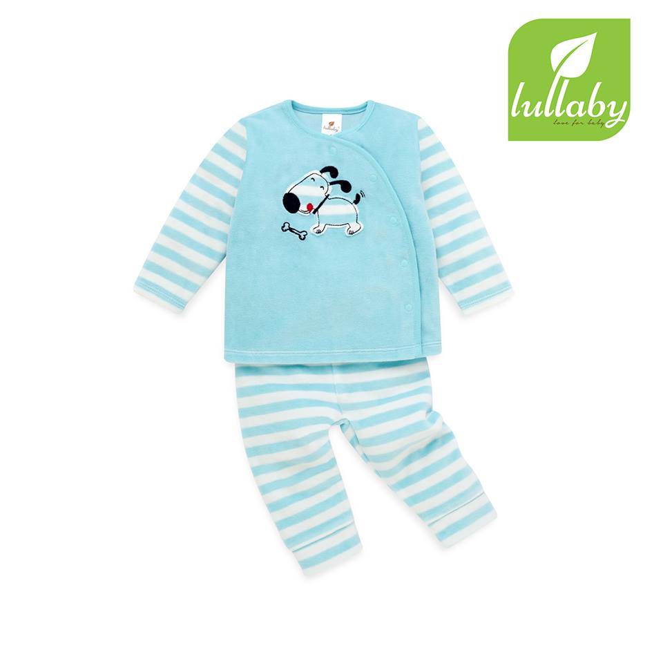 LULLABY Set Áo cài lệch và quần dài băng lông NH050618