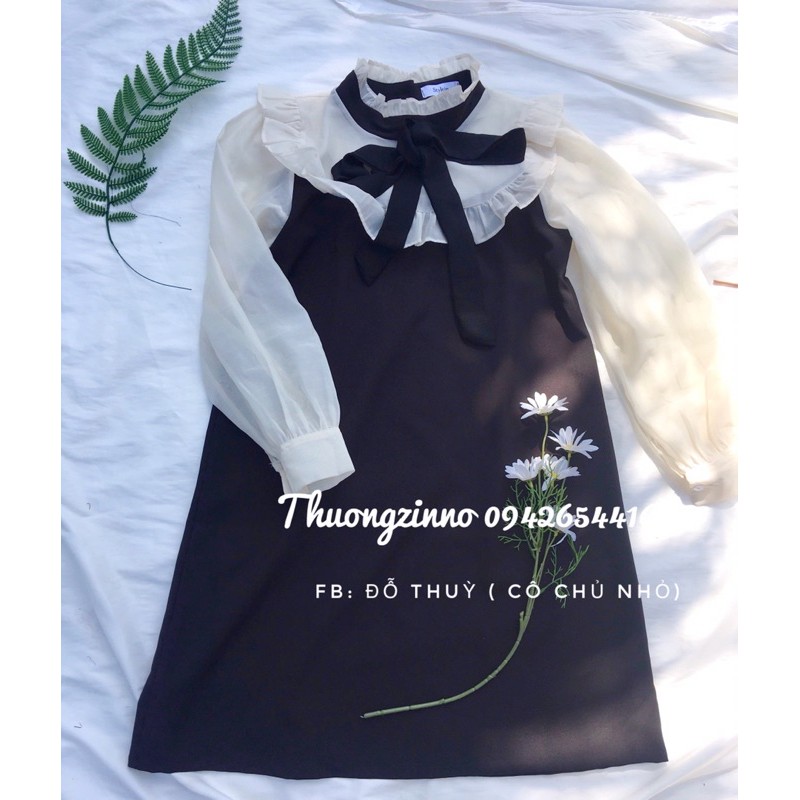 Váy dáng suông phối voan tơ Đầm dáng suông tiểu thư phong cách ulzzang | BigBuy360 - bigbuy360.vn