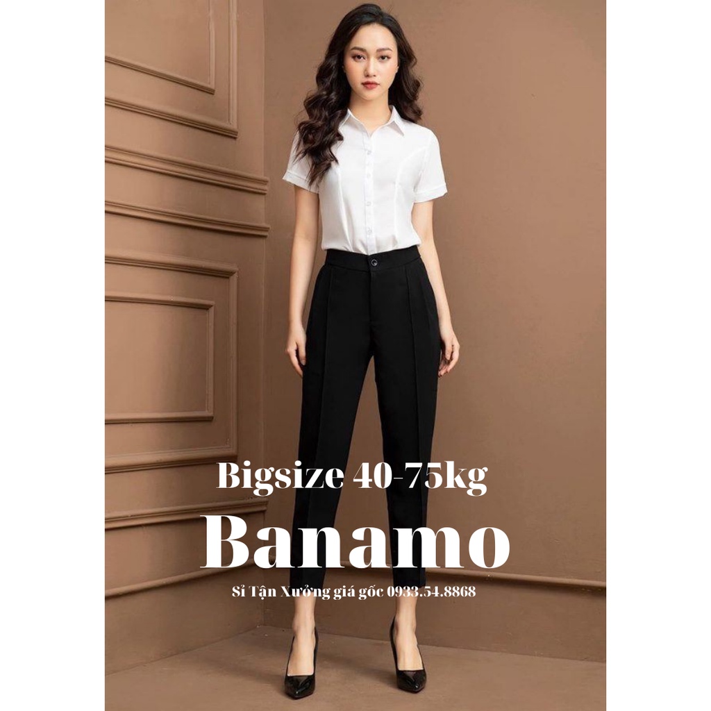 Quần tây bigsize Banamo Fashion đai lệch, quần baggy gấu lệch bigsize 833