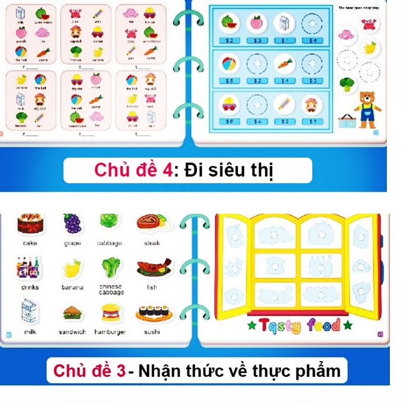Học liệu bóc dán Montessori sách bóc dán thông minh 17 chủ đề