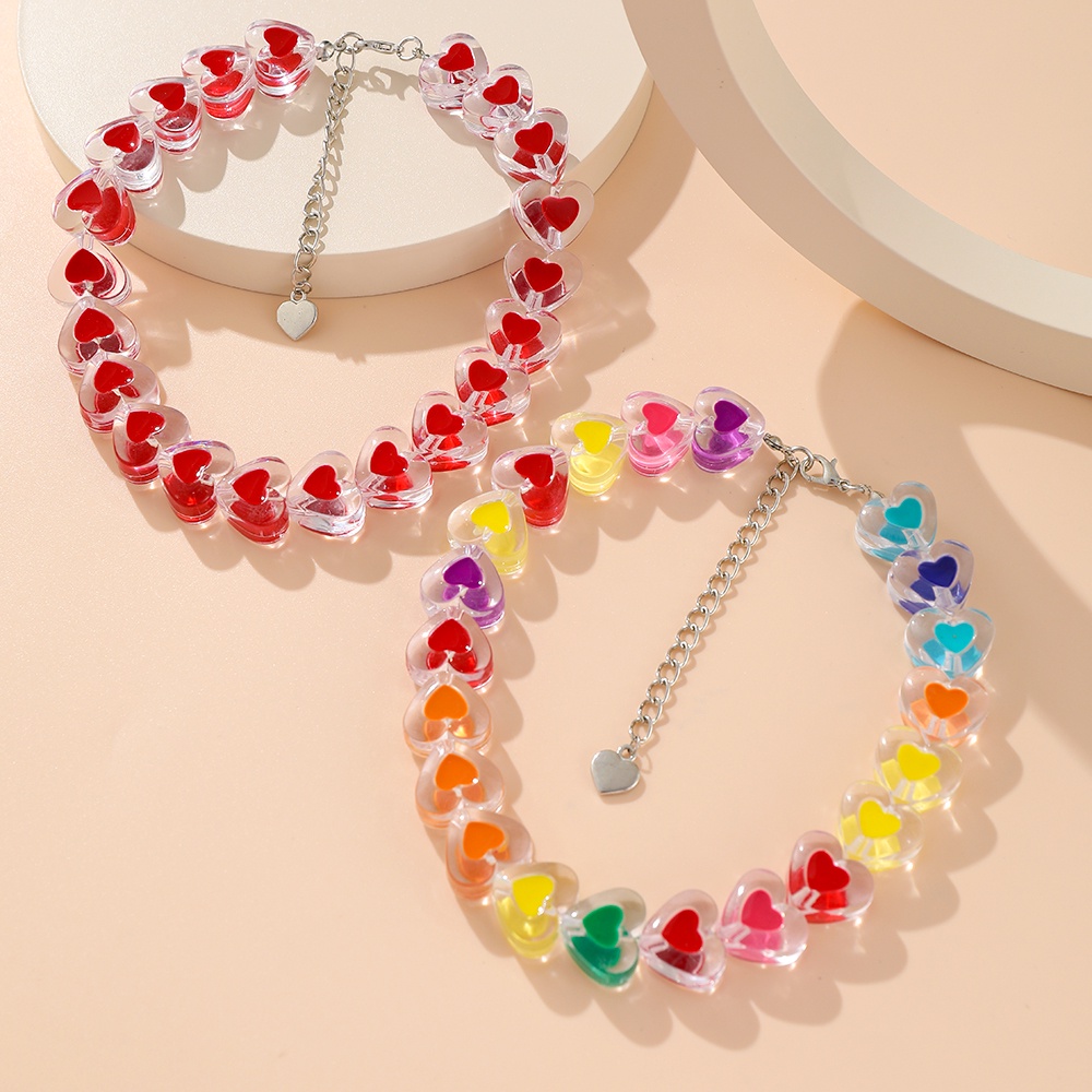 Vòng Cổ Choker Hạt Hình Trái Tim Hoa Sao Đầy Màu Sắc Phong Cách Retro