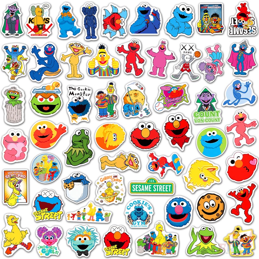 Set 104 Món Đồ Chơi Chất Lượng Cao ❉ Miếng Dán Hình Sesame Street Đáng Yêu ❉ Miếng Dán Chống Thấm Nước Thời Trang