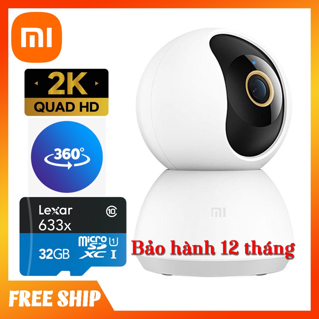 Camera wifi Xiaomi Mi 360 độ 2K siêu nét, đàm thoại 2 chiều, có màu ban đêm