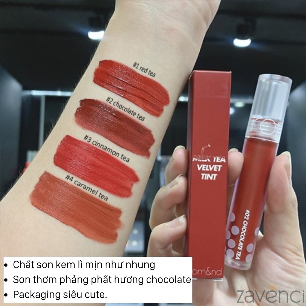 Son Kem Lì ROMAND Milk Tea Velvet Tint Bền Màu Hương Chocolate ( 4g ) | BigBuy360 - bigbuy360.vn