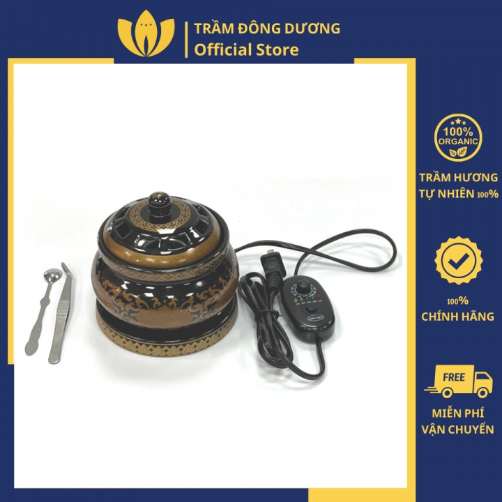 Lư điện xông trầm hương size to - Lư điện xông tinh dầu - Có điều khiển nhiệt độ - Hẹn giờ - Bảo hành 1-2 năm