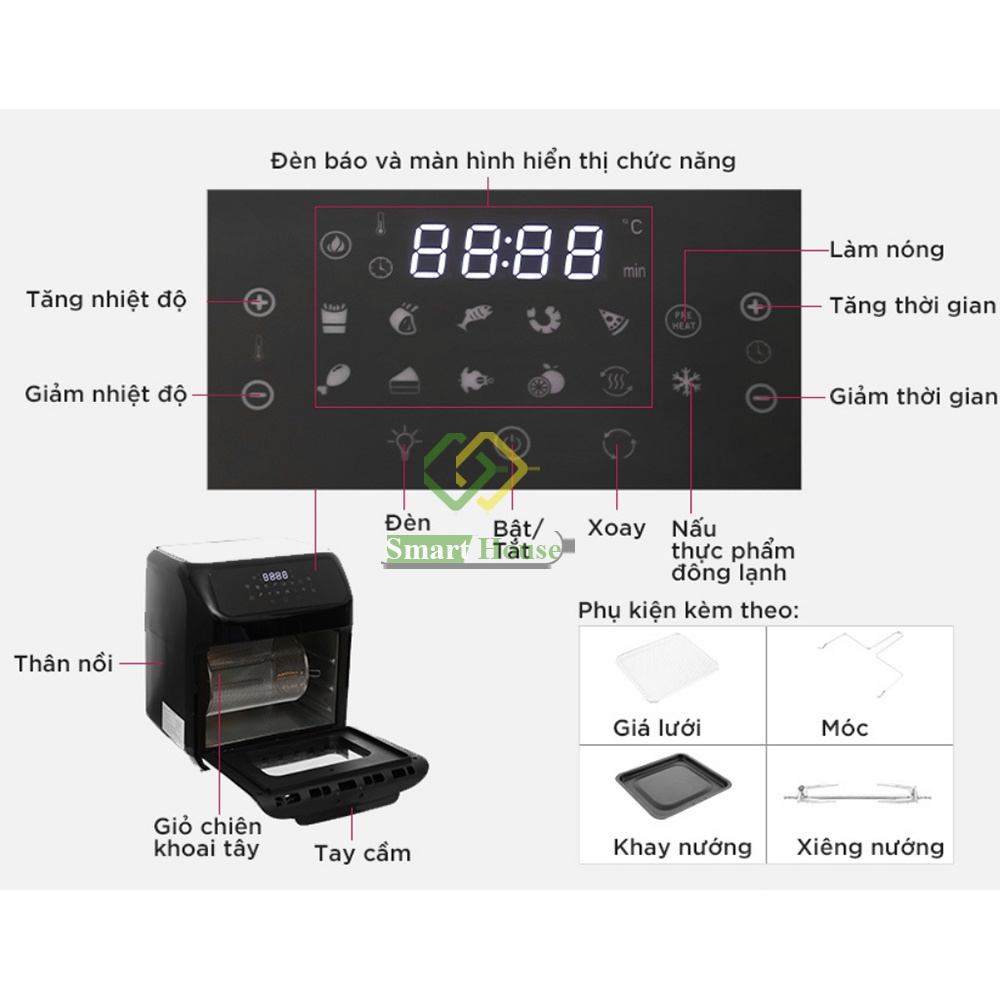Nồi Chiên Không Dầu Mishio MK281 12 Lít - Smart House
