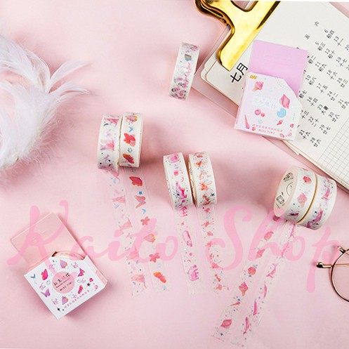 Cuộn Washi Tape Twinkle Lấp Lánh - Băng Keo Dính Trang Trí 5m