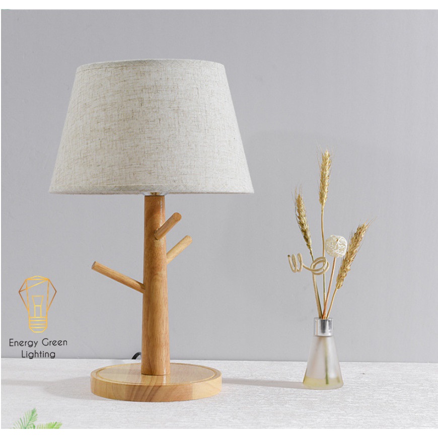 [ 4 Mẫu ] Đèn Ngủ Energy Green Lighting Để Bàn - Thân Gỗ , Chóa Vải - Decor Trang Trí Nội Thất - Nhẹ Nhàng ,Tinh Tế
