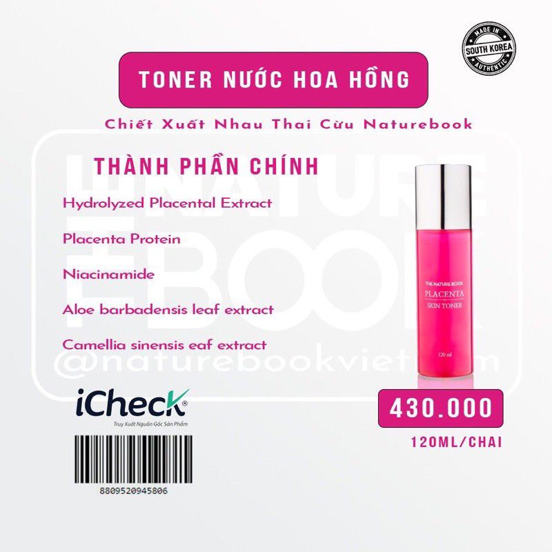 Nước hoa hồng nhau thai cừu Nature Book - Sản phẩm top | BigBuy360 - bigbuy360.vn