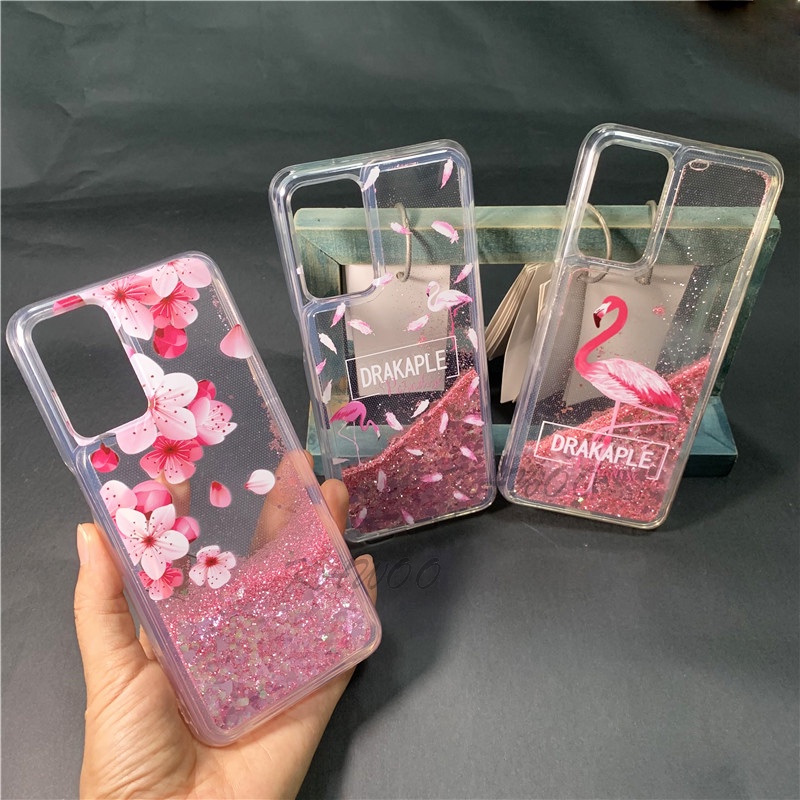 Ốp Lưng Kim Tuyến Nước Chất Liệu TPU Hình Chim Hồng Hạc Cho Oppo A54 A16 A74 A95 4G A52 A72 A92 A76 A36 A96 Reno 5 7Z