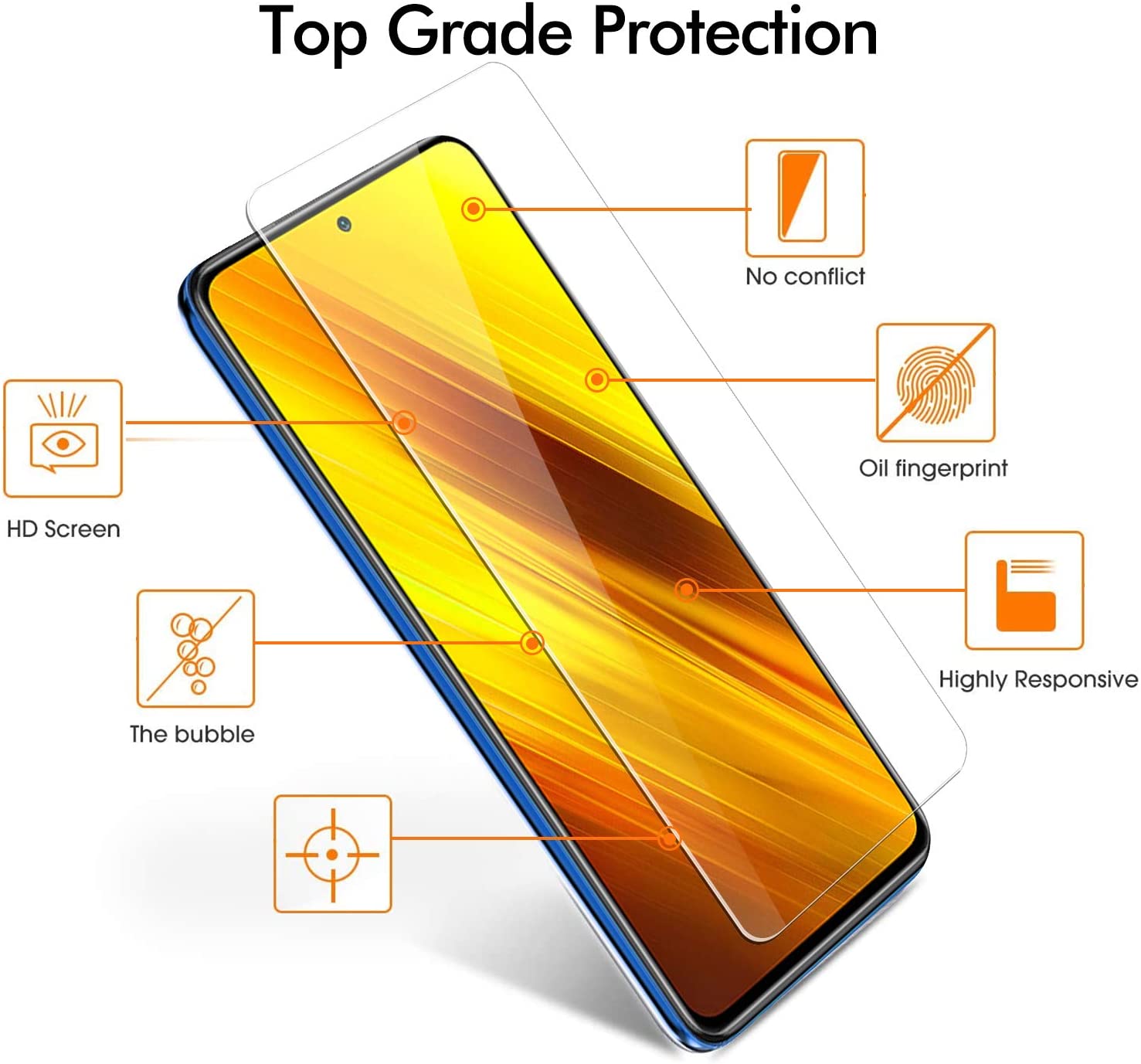 Kính cường lực vát cạnh 2.5D trong suốt cho Xiaomi Mi Poco X3 NFC M3 F3 GT F2 Pro 5G Pocophone F1