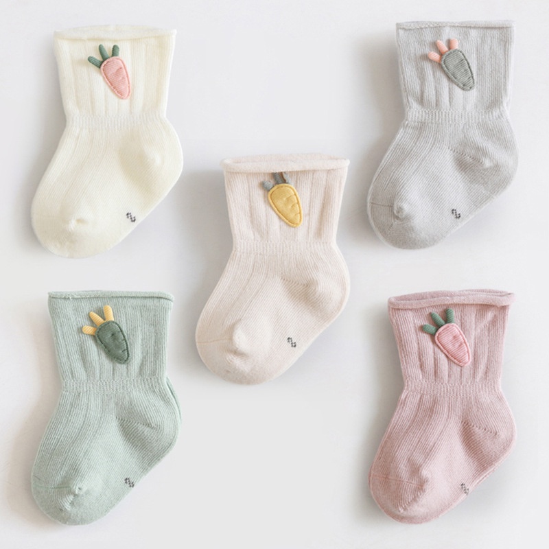 Tất cho bé gái cao cổ từ 0 đến 3 tuổi hình cà rốt chất liệu cotton cute LABAMO TAT03