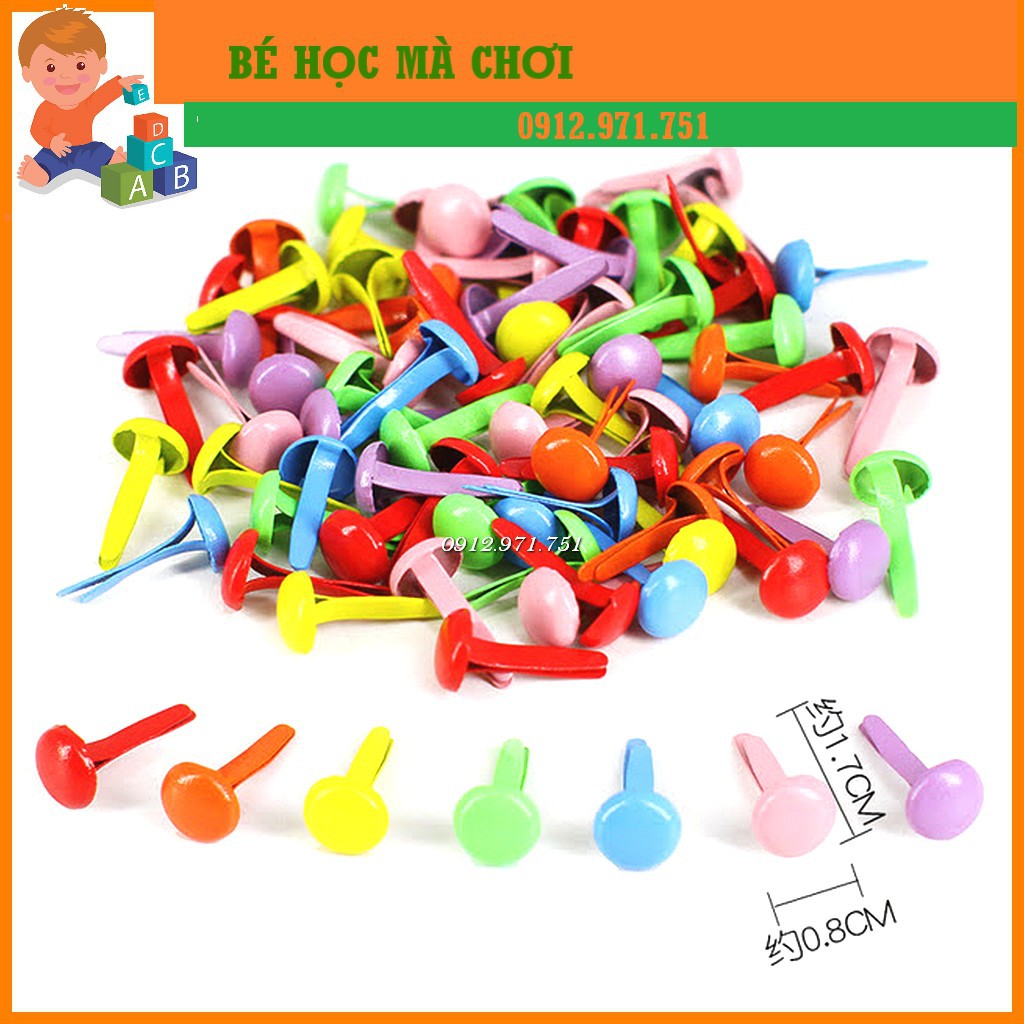 Set 100 đinh cánh phượng/ đinh ghim 2 chân làm học liệu, con rối