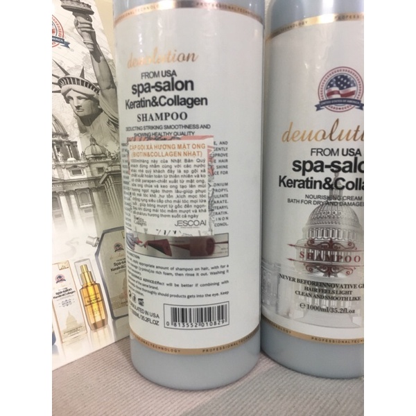 (Chính hãng Dầu gội xả deuolution spa salon keratin collagen hương thơm mềm mượt