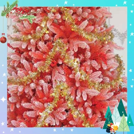 Cây thông noel 2m PE màu đỏ, cây thông noel phủ tuyết gắn trái đỏ 2m– cây tự động trang trí giáng sinh