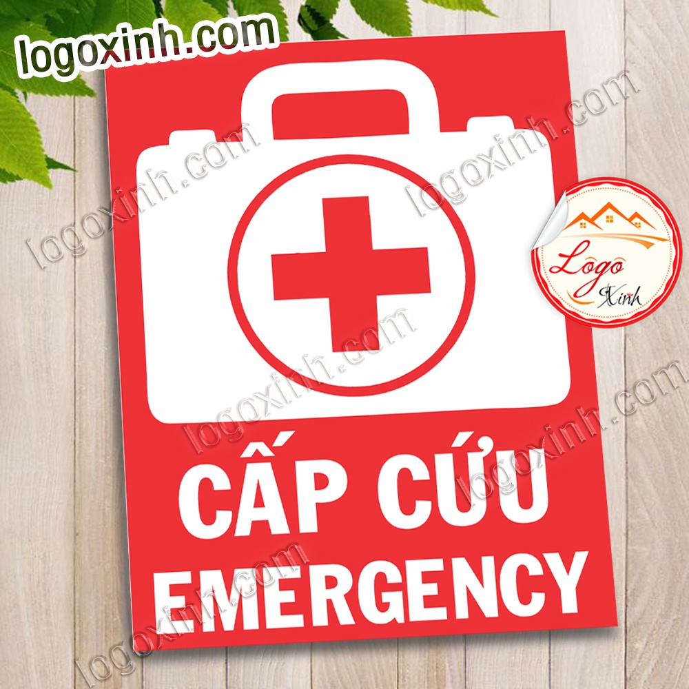 LOGO TEM STICKER BIỂN BÁO CẤP CỨU - EMERGENCY - TÌNH HUỐNG KHẨN CẤP